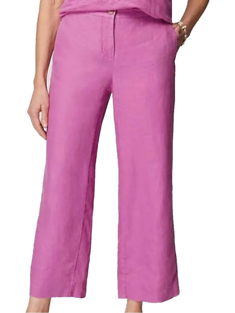 NWT J.Jill Women's Easy Linen Wide-Leg Crops (Color is “Wild Orchid”) Pink